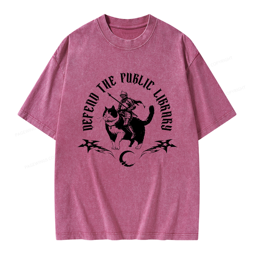 Pagewings Defend The Public Library Unisex Washed T-shirt
