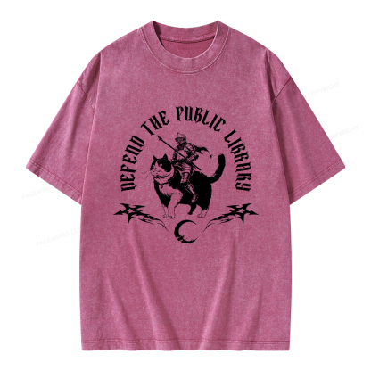 Pagewings Defend The Public Library Unisex Washed T-shirt