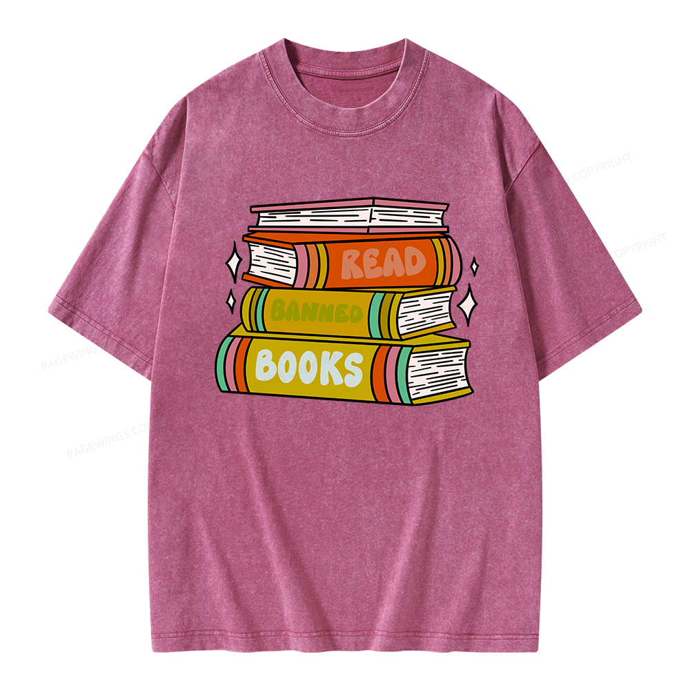 Pagewings Read Banned Books Unisex Washed T-shirt