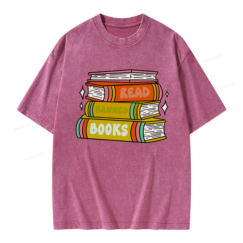 Pagewings Read Banned Books Unisex Washed T-shirt