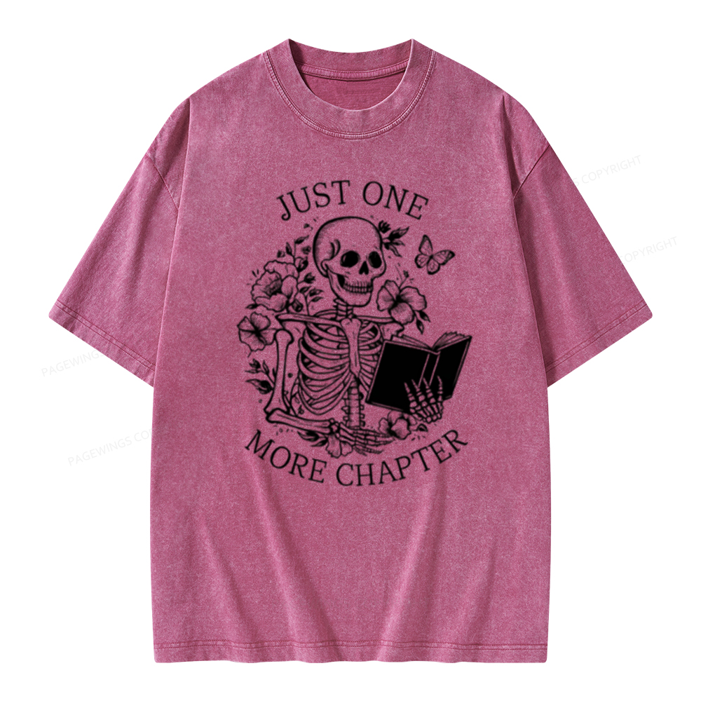 Pagewing One More Chapter Skeleton Unisex Tee Unisex Washed T-shirt