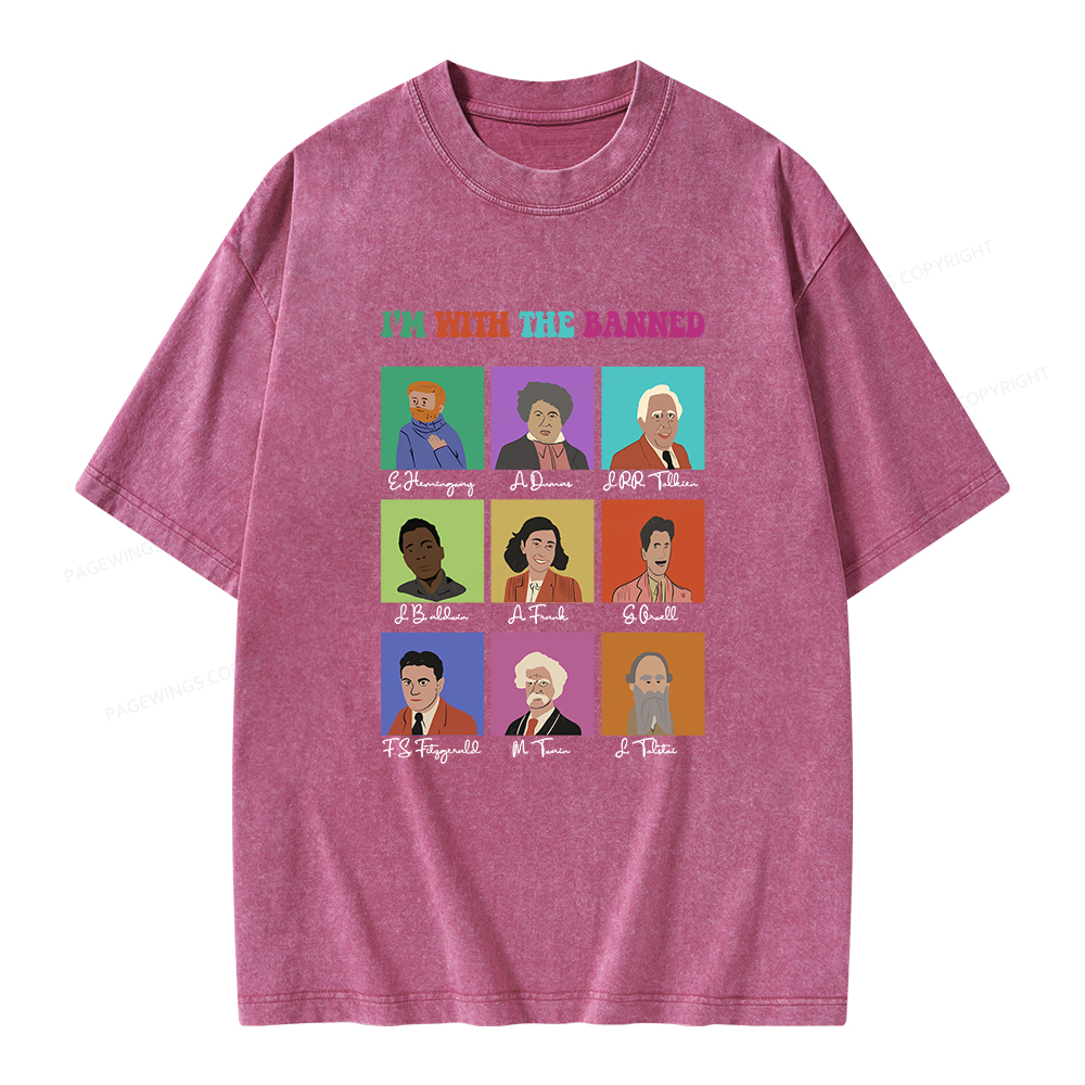 Pagewings I'm With The Banned Unisex Washed T-shirt