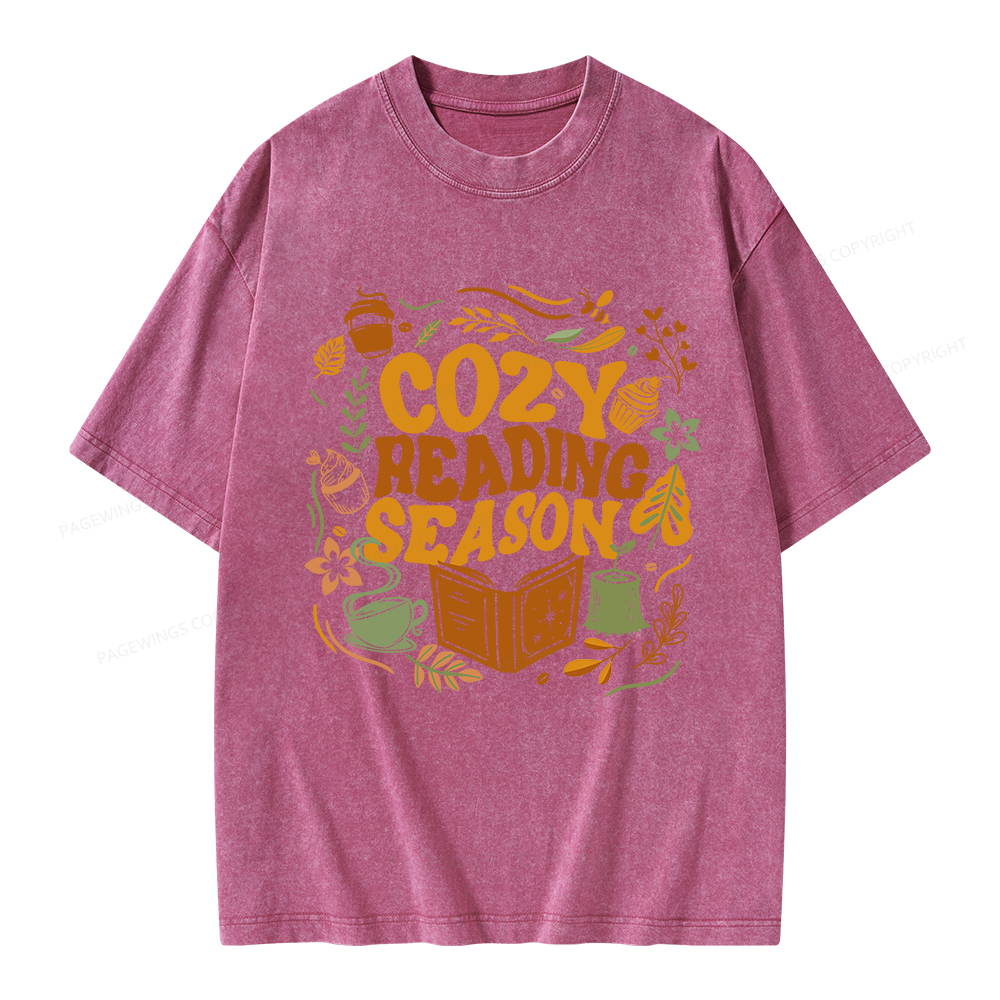 Pagewings Cozy Reading Season Unisex Washed T-shirt