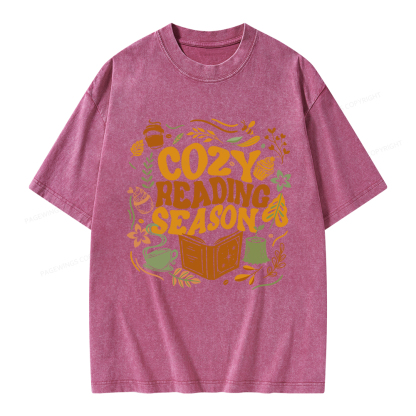 Pagewings Cozy Reading Season Unisex Washed T-shirt