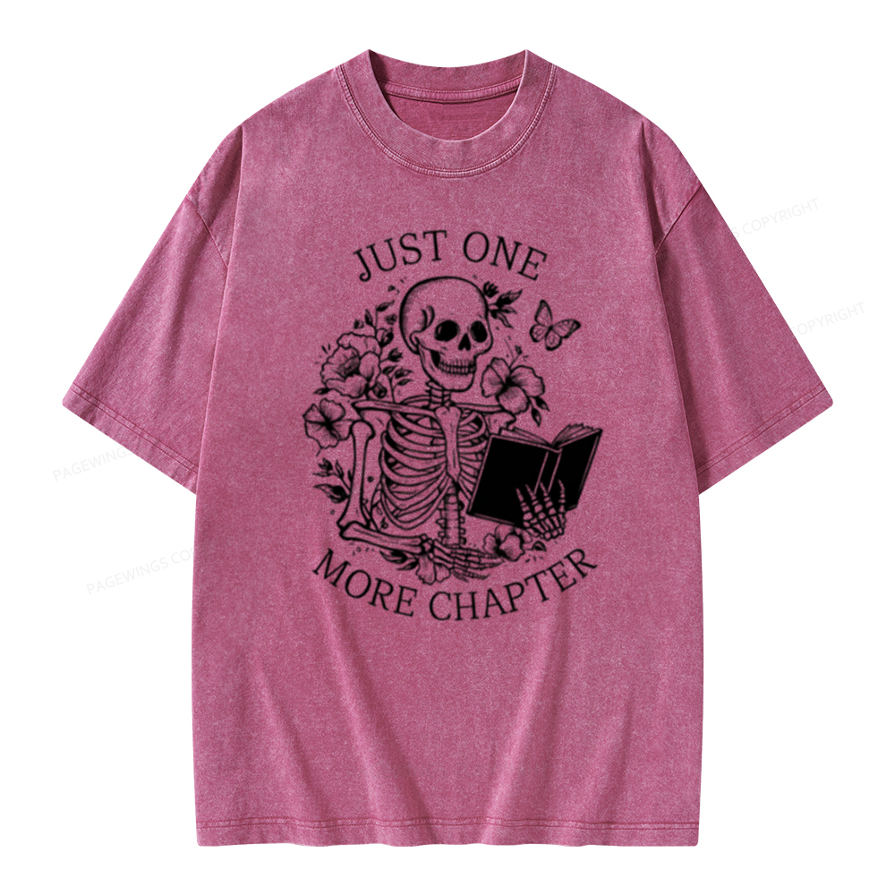 Pagewing One More Chapter Skeleton Unisex Tee Unisex Washed T-shirt