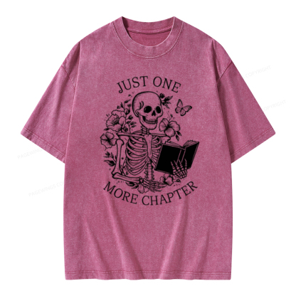Pagewing One More Chapter Skeleton Unisex Tee Unisex Washed T-shirt