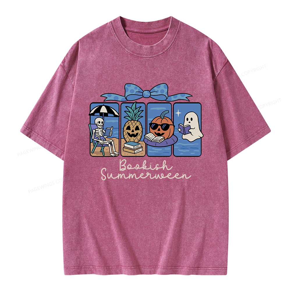 Pagewings Bookish Summerween Unisex Washed T-shirt