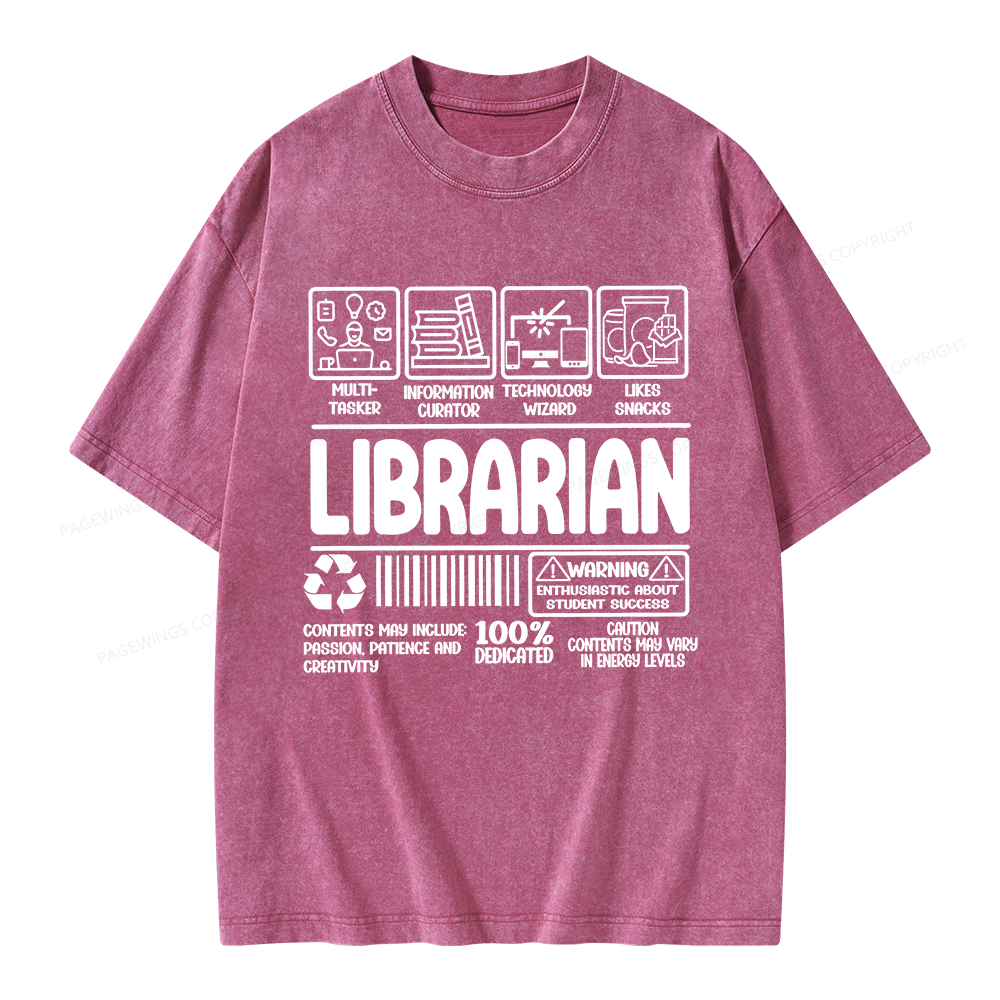 Pagewings Librarian Back To School Unisex Washed T-shirt