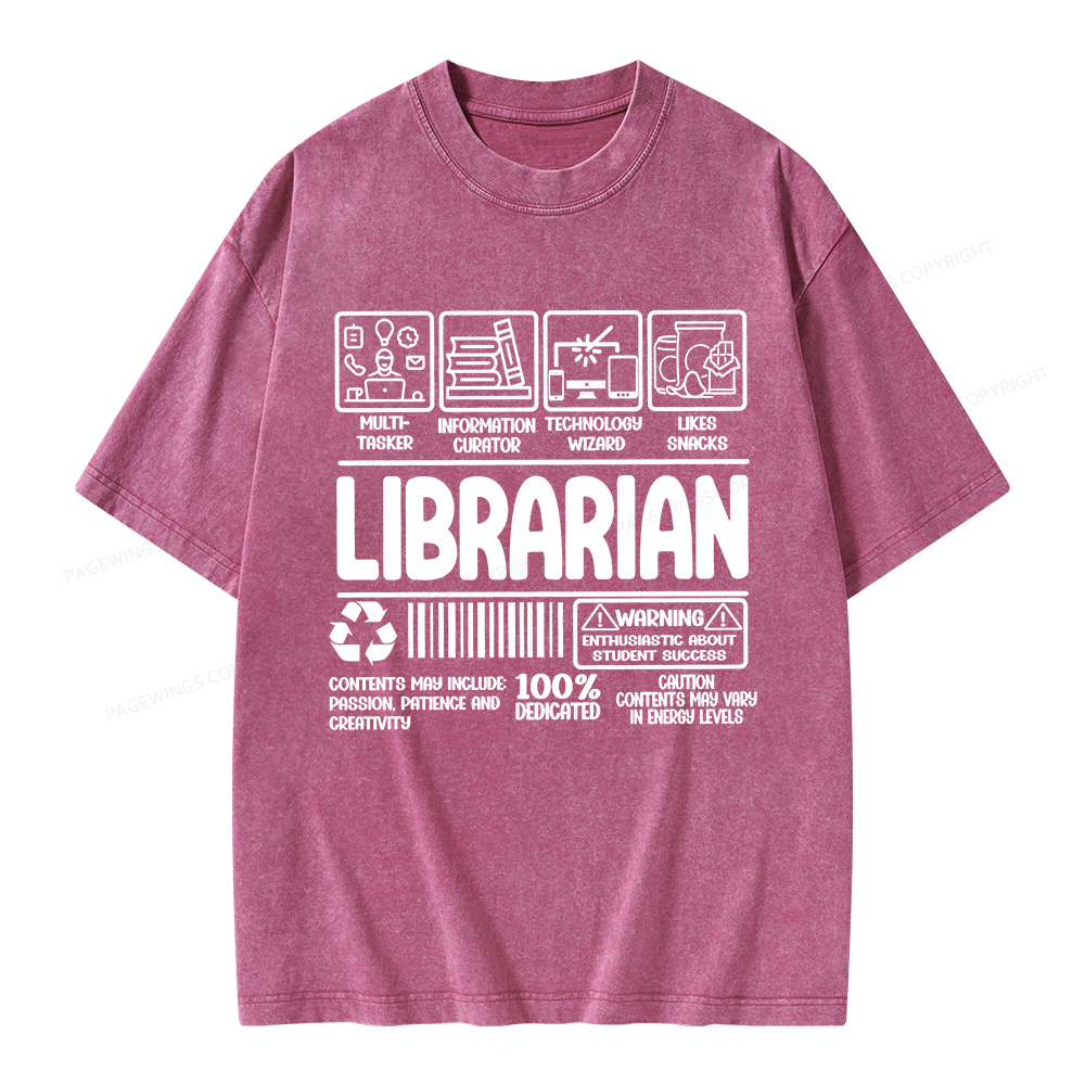 Pagewings Librarian Back To School Unisex Washed T-shirt