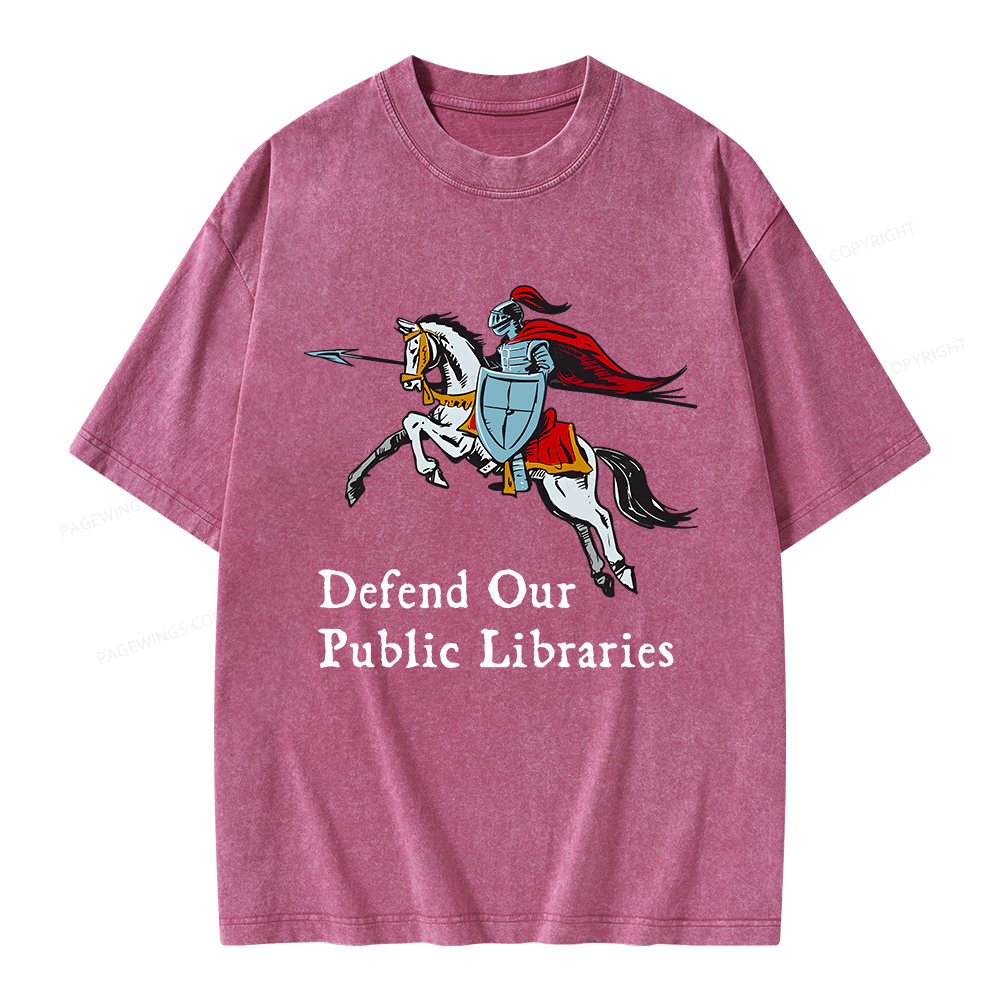 Pagewings Defend Our Public Libraries Unisex Washed T-shirt