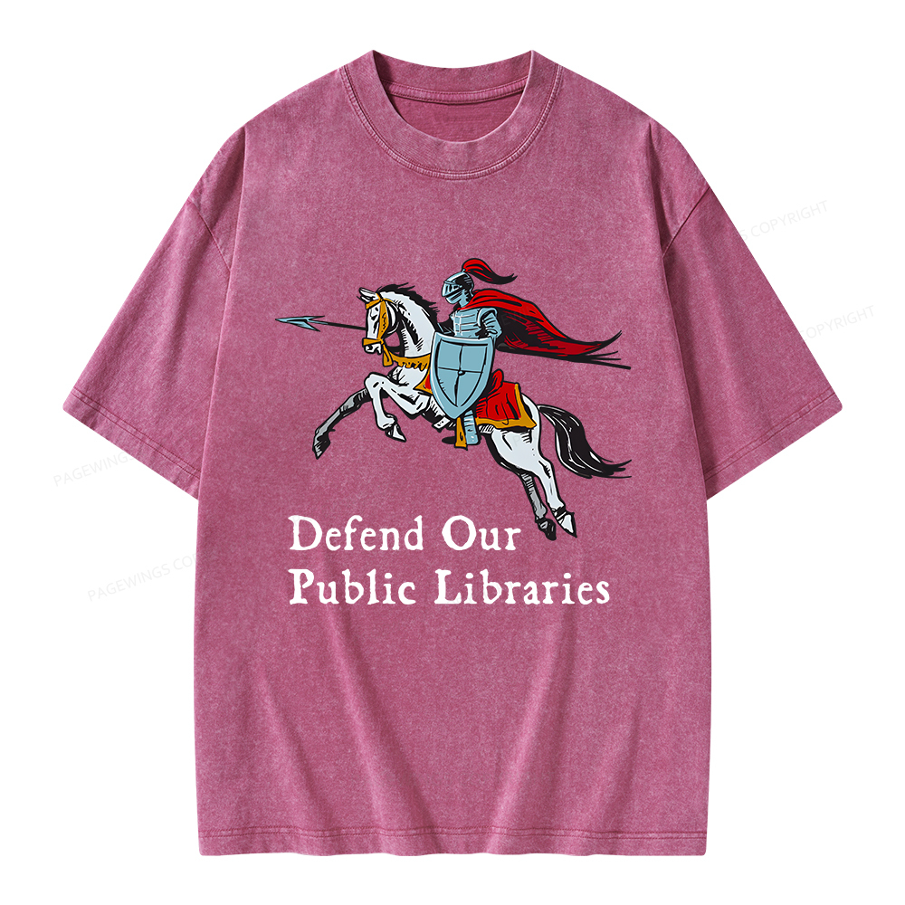 Pagewings Defend Our Public Libraries Unisex Washed T-shirt