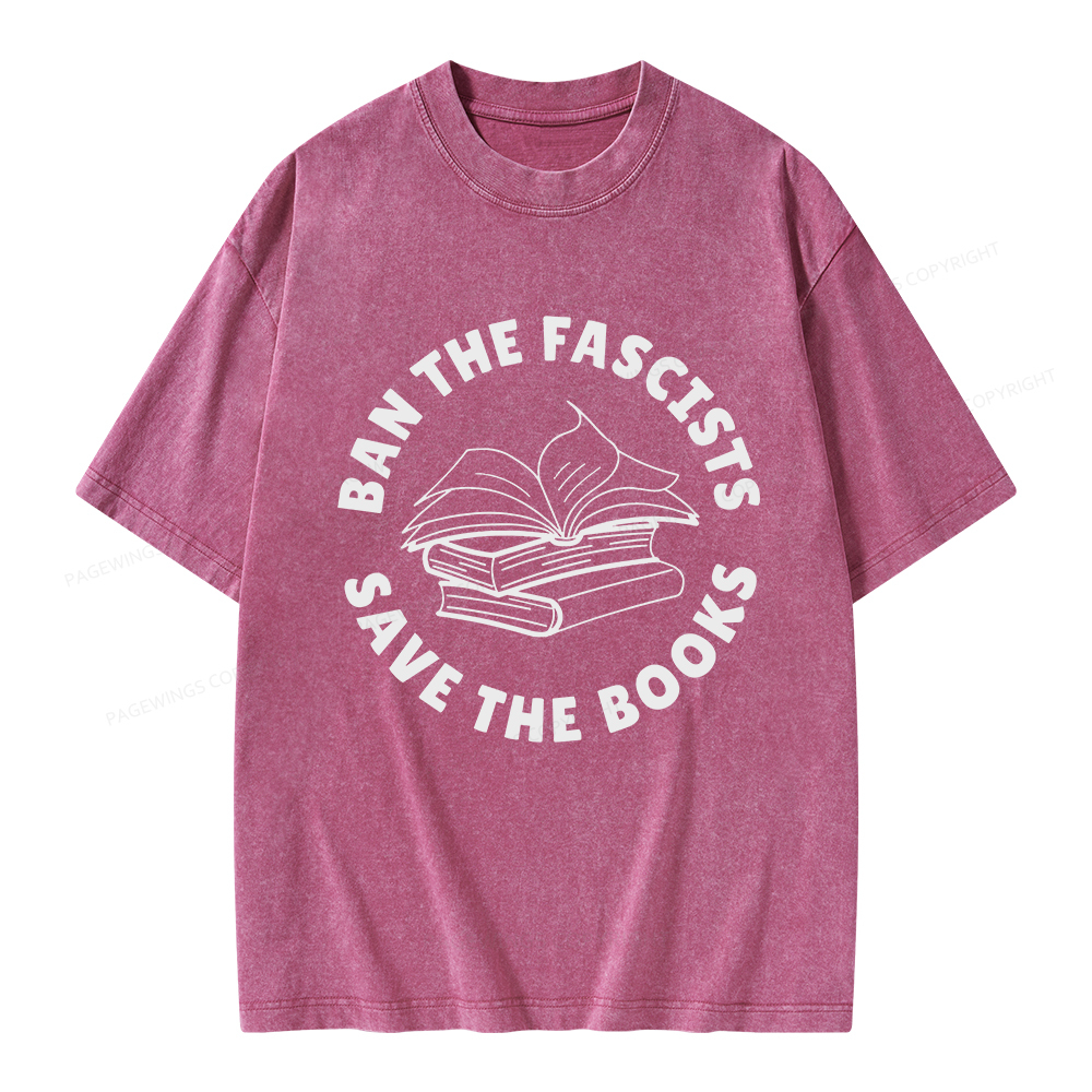 Pagewings Ban The Fascists Save The Books Unisex Washed T-shirt