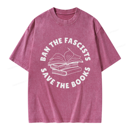 Pagewings Ban The Fascists Save The Books Unisex Washed T-shirt