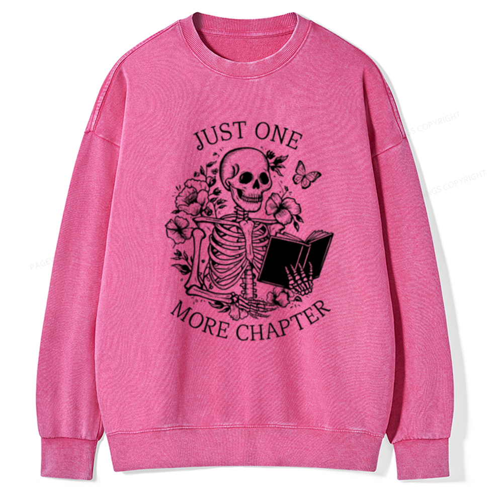 Pagewing One More Chapter Skeleton Unisex Tee Unisex Washed Sweatshirt