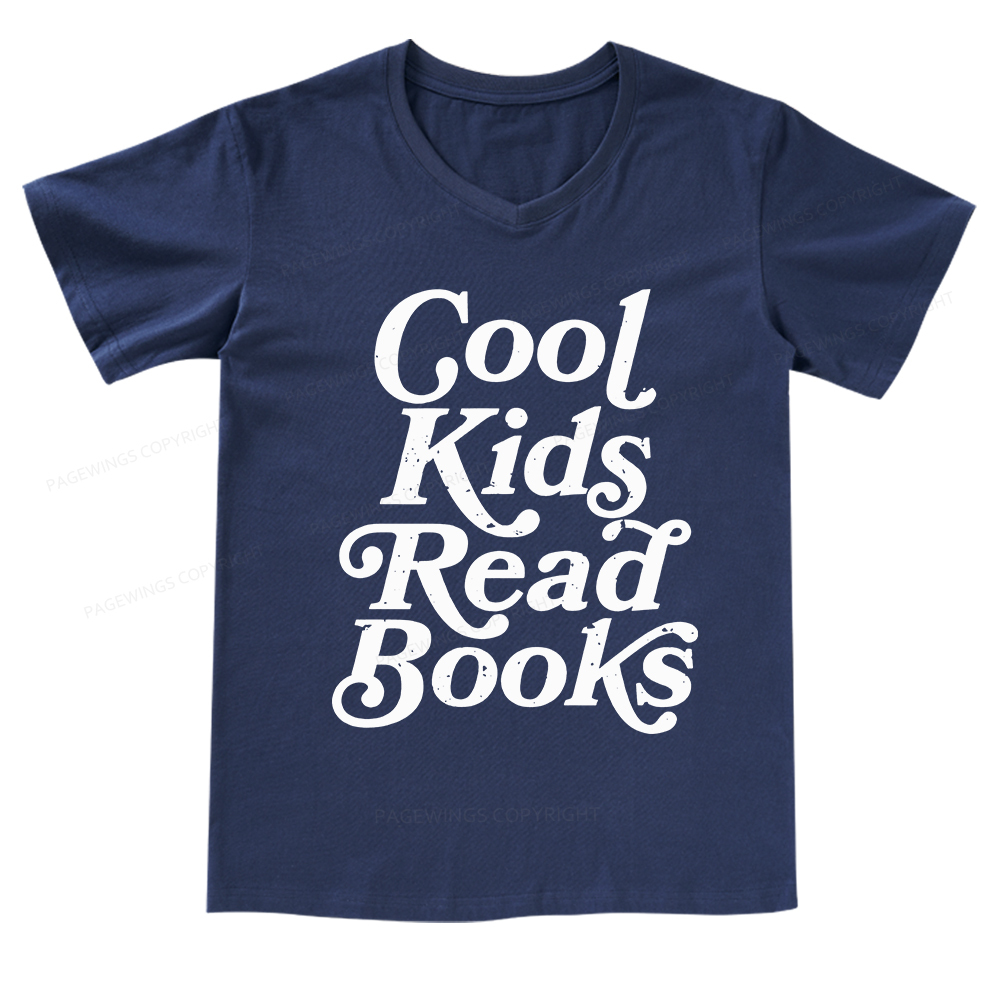 Pagewings Cool Kids Read Books V-neck T-shirt