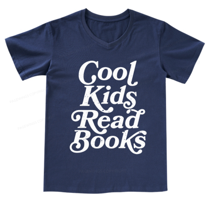 Pagewings Cool Kids Read Books V-neck T-shirt
