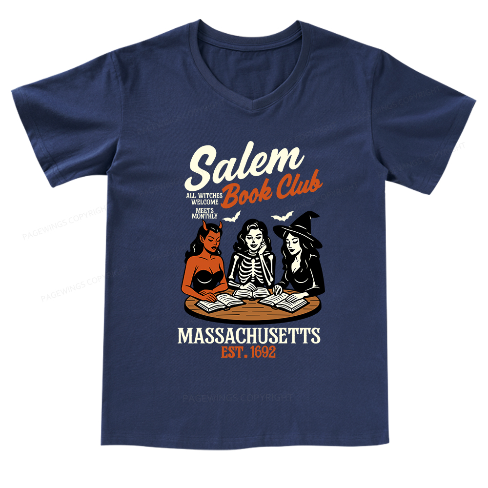 Pagewings Salem Book Club V-neck T-shirt