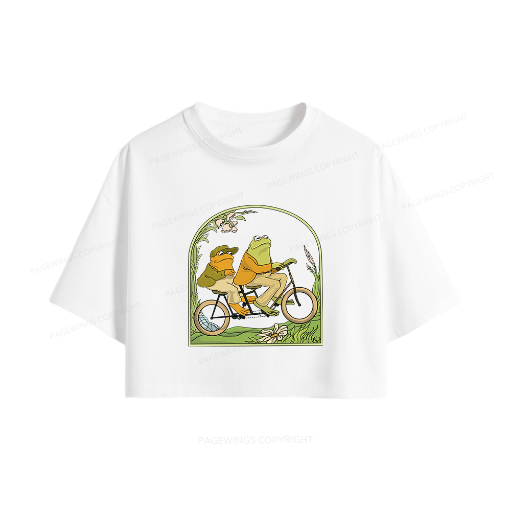 Pagewings Frog And Toad Book Vintage Women Crop Tops