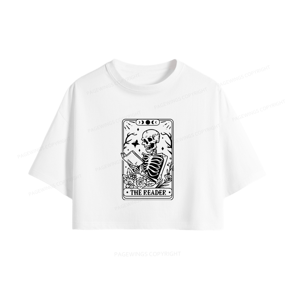 Pagewings Halloween The Reader Tarot Card Women Crop Tops