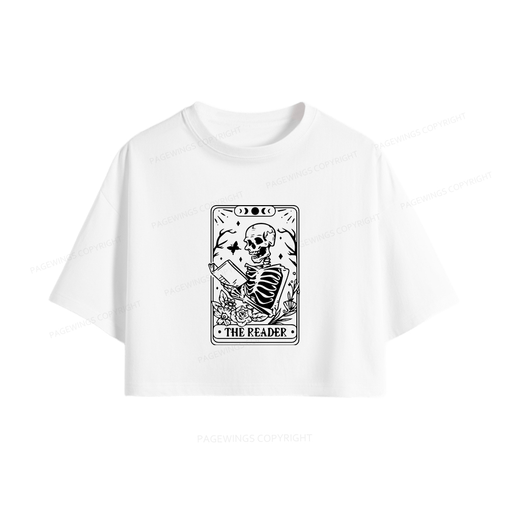 Pagewings Halloween The Reader Tarot Card Women Crop Tops