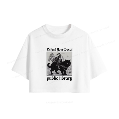 Pagewings Defend Your Local public library Women Crop Tops