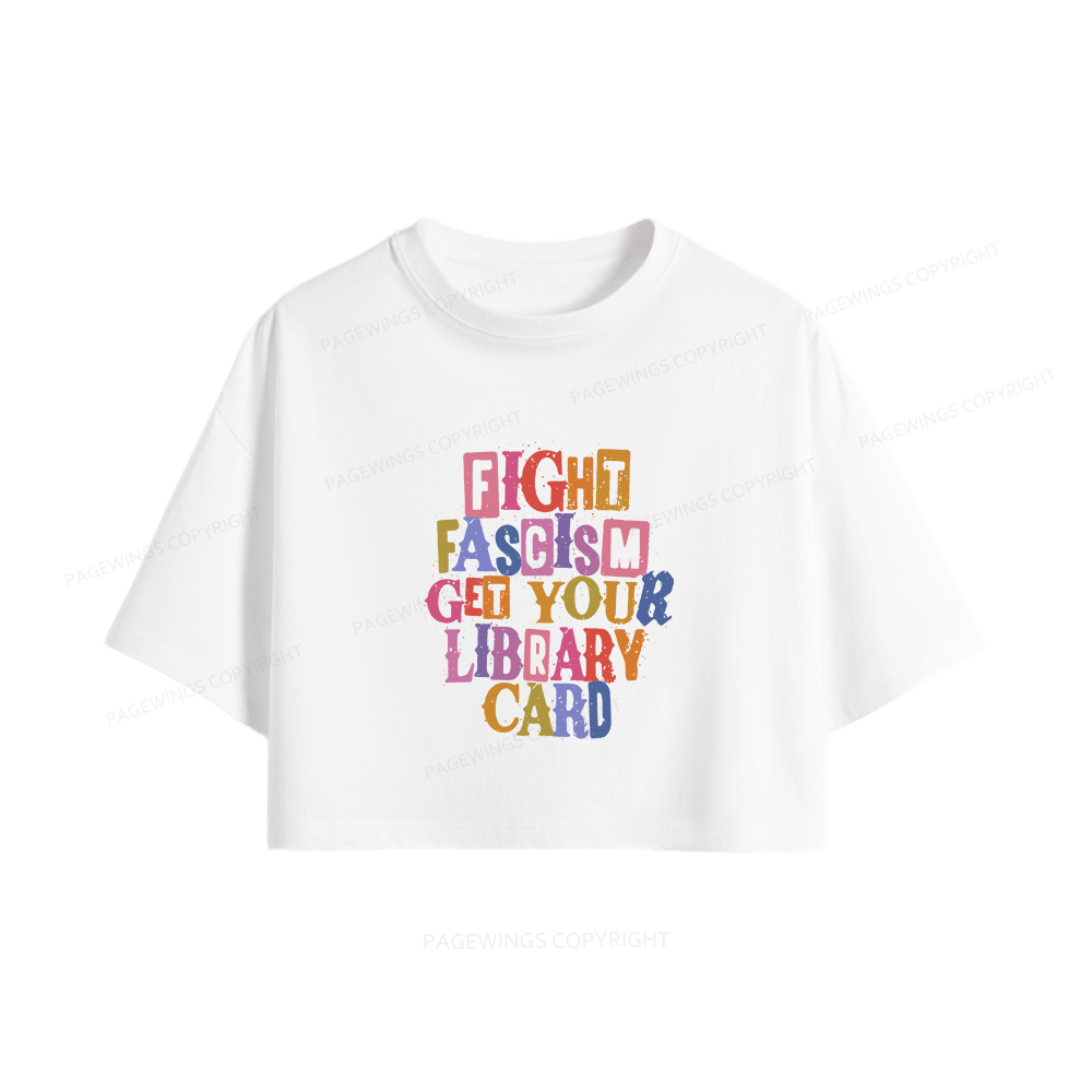 Pagewings Get Your Library Card Women Crop Tops