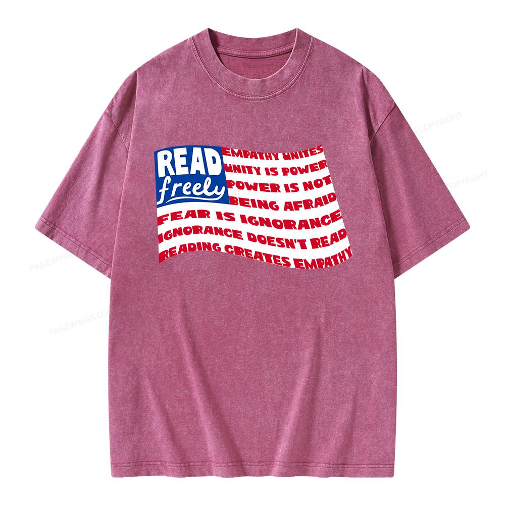 Pagewings Read Freely Empathy Unites Unisex Washed T-shirt