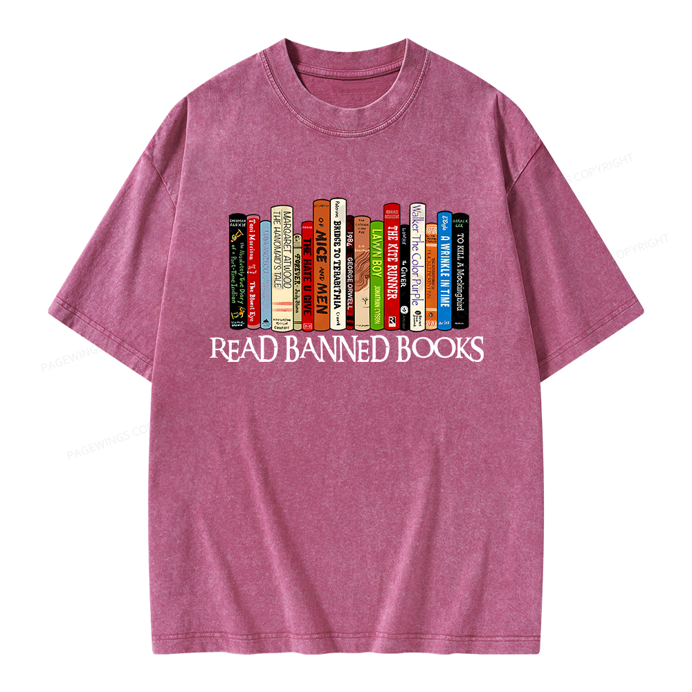 Pagewings Read Banned Books Unisex Washed T-shirt
