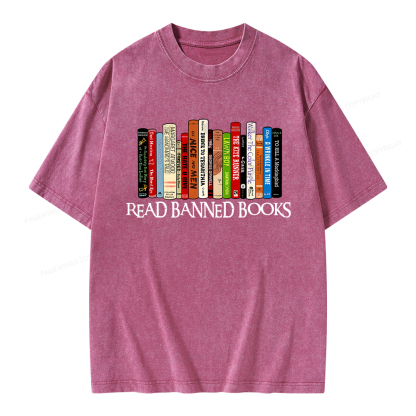 Pagewings Read Banned Books Unisex Washed T-shirt
