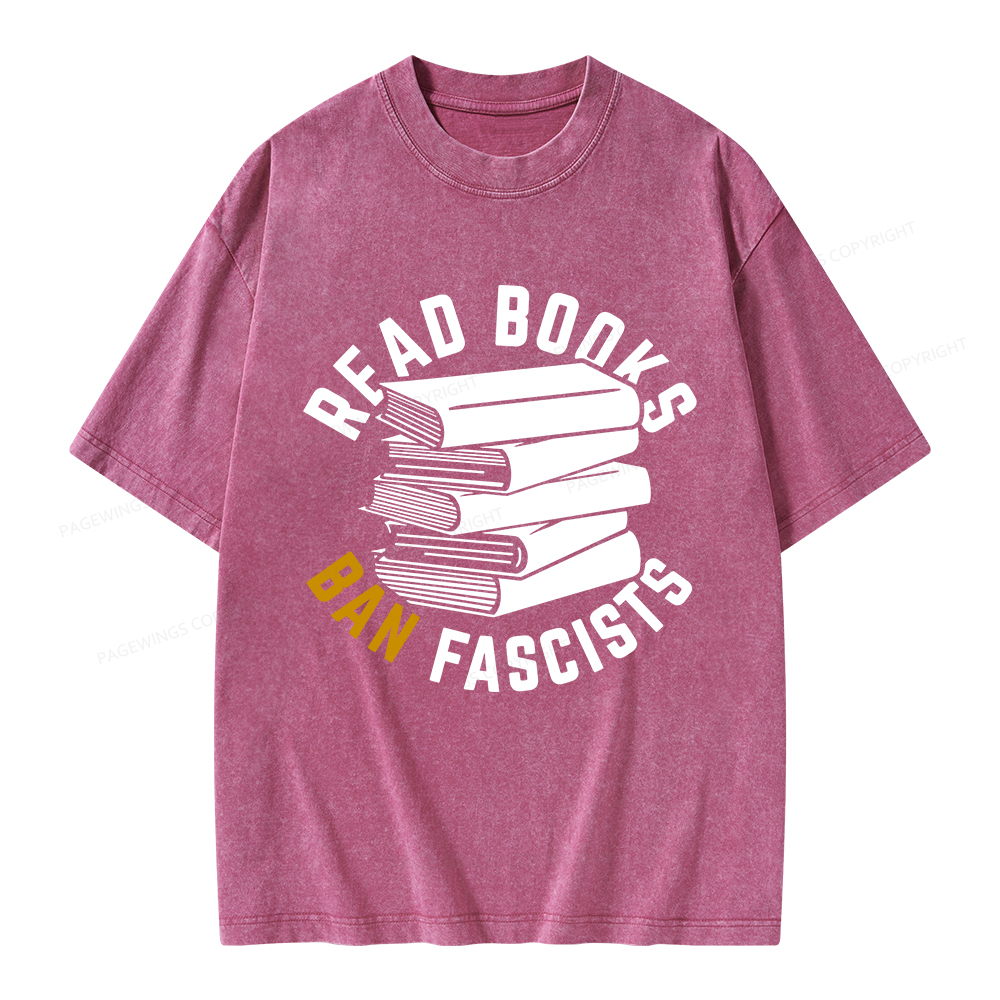 Pagewings Read Books Ban Fascists Unisex Washed T-shirt