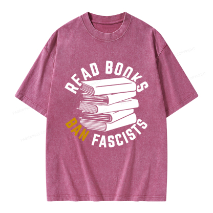 Pagewings Read Books Ban Fascists Unisex Washed T-shirt