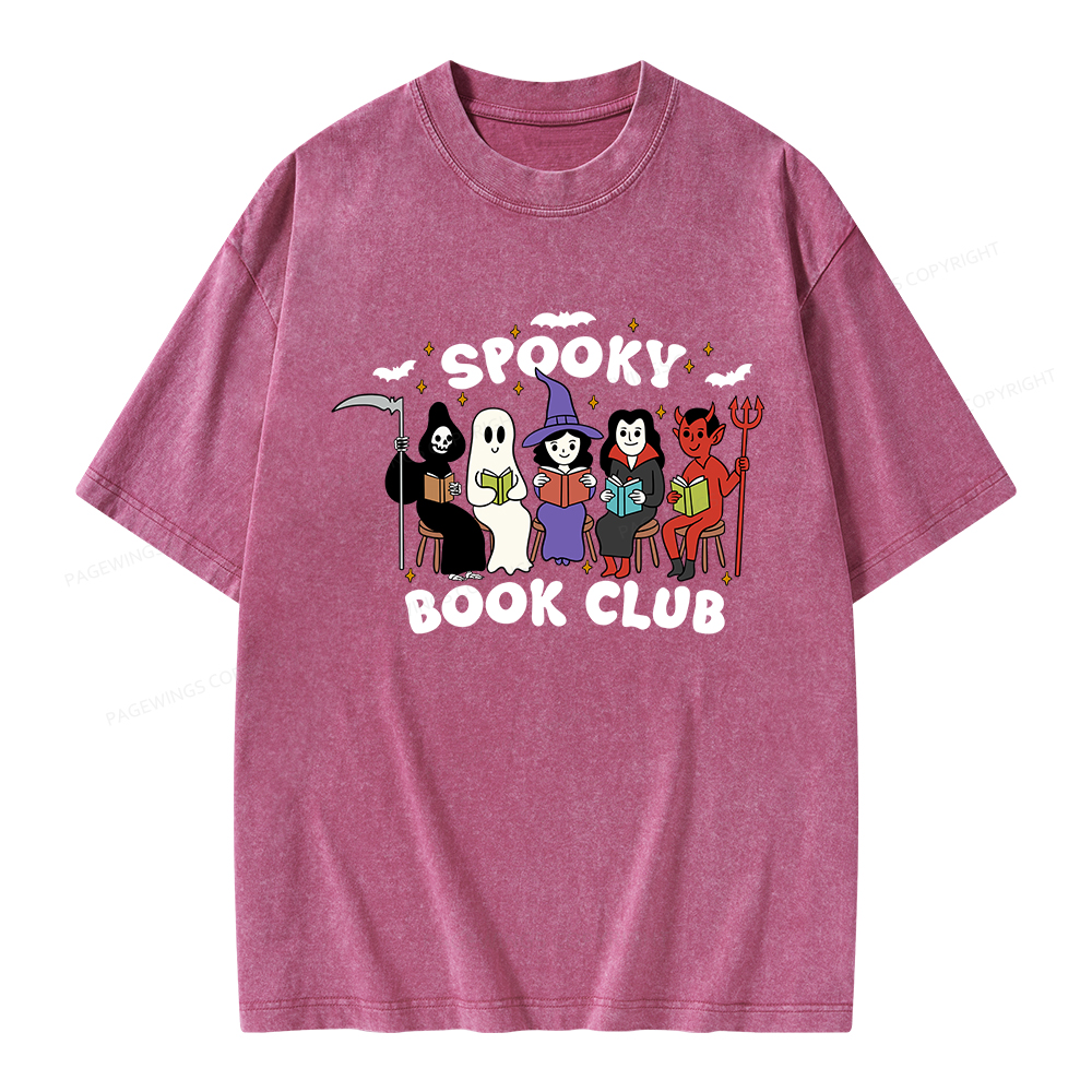 Pagewings Spooky Book Club Halloween Unisex Washed T-shirt