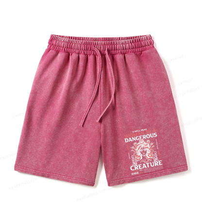 Pagewings A Well-Read Woman is A Dangerous Creature Unisex Washed Shorts