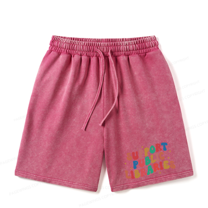 Pagewings Public Library Unisex Washed Shorts