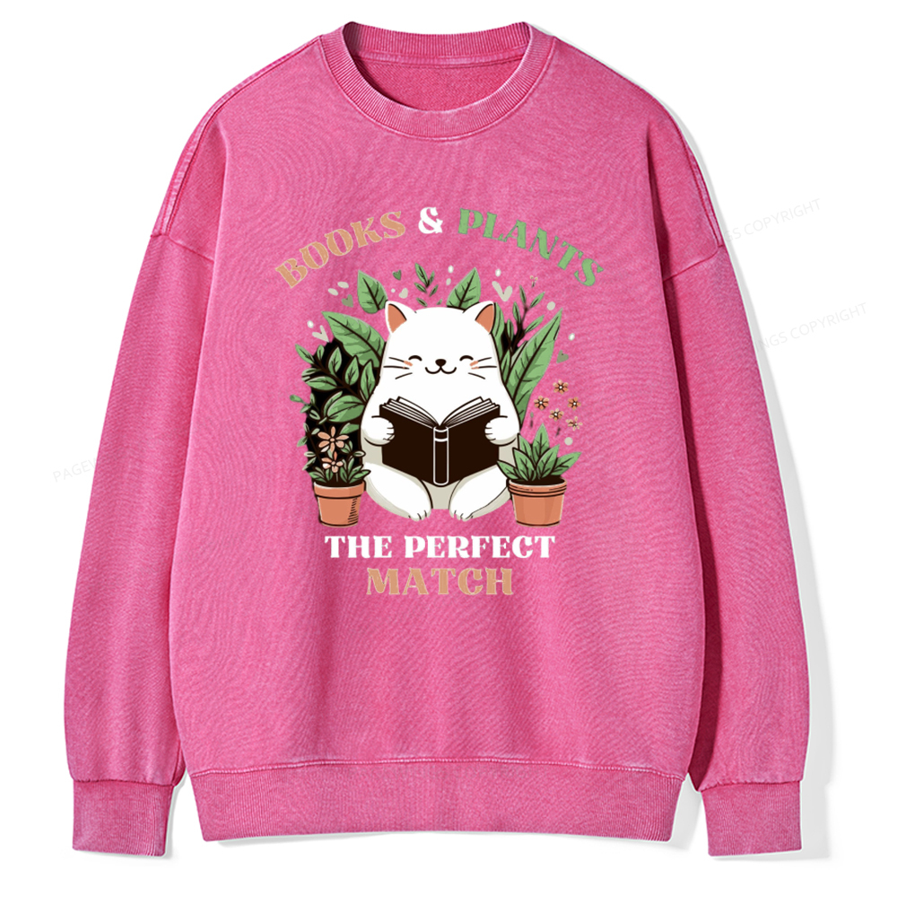 Pagewing Books And Plants - The Perfect Match T-Shirt Unisex Washed Sweatshirt