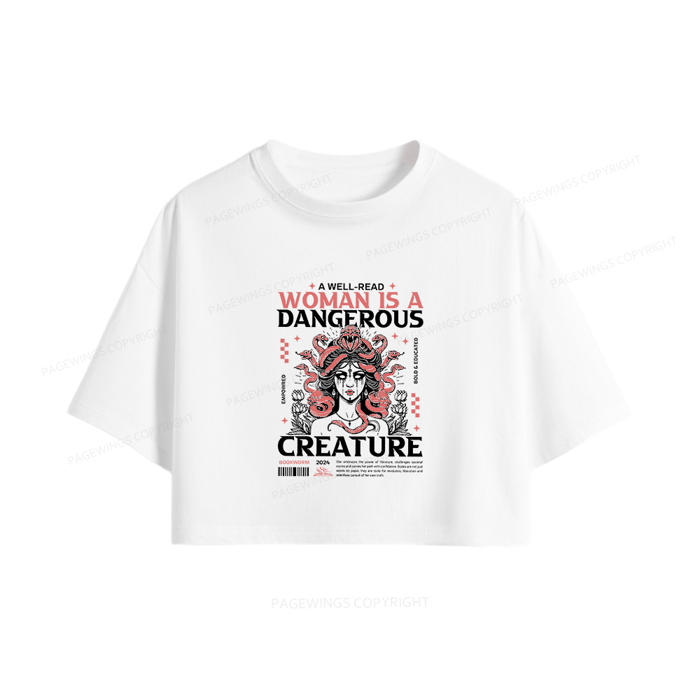 Pagewings A Well-Read Woman is A Dangerous Creature Women Crop Tops