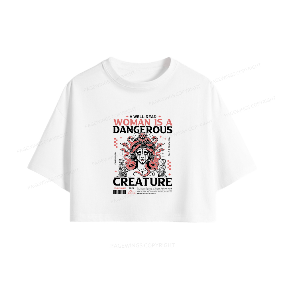 Pagewings A Well-Read Woman is A Dangerous Creature Women Crop Tops