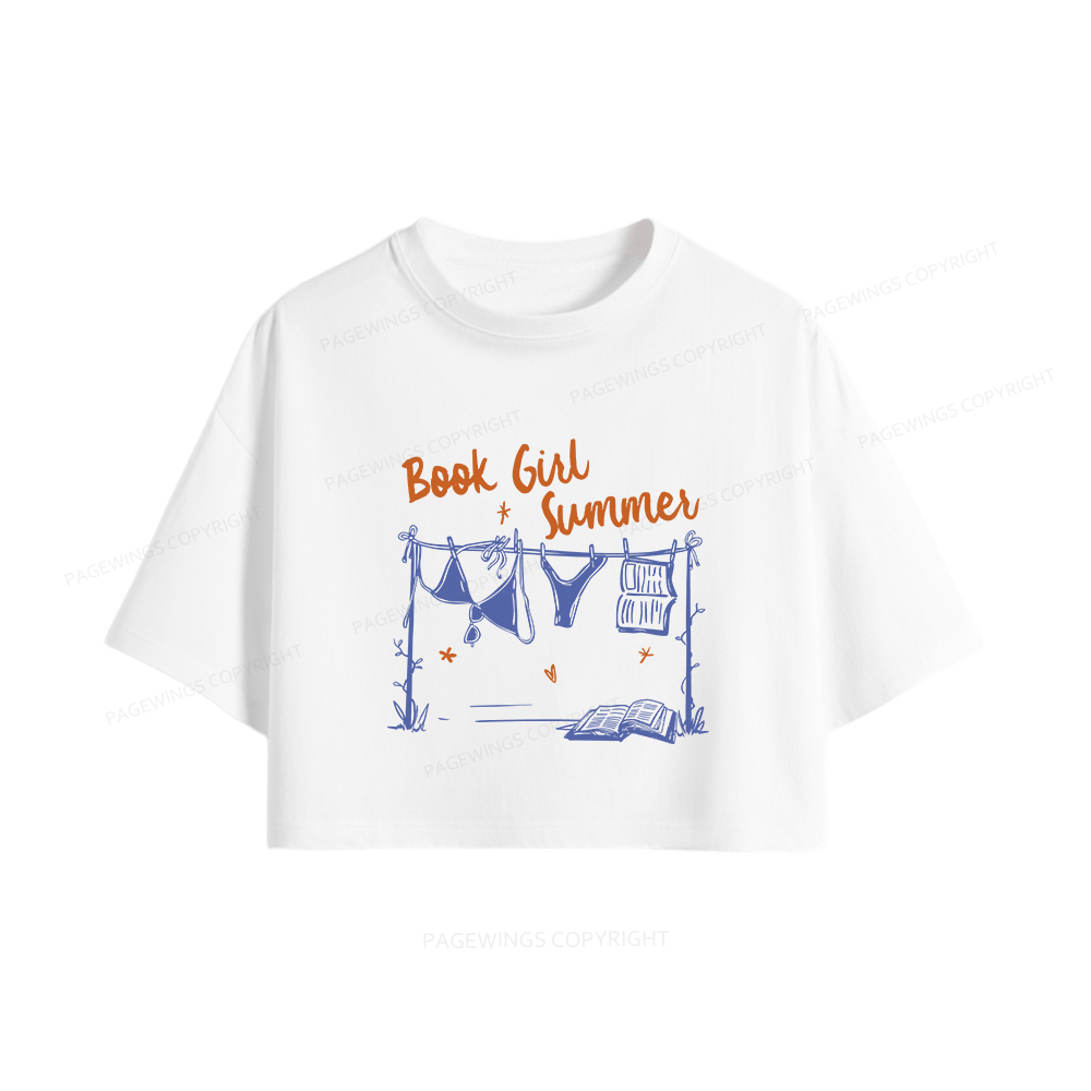 Pagewings Book Girl Summer Bookish Women Crop Tops