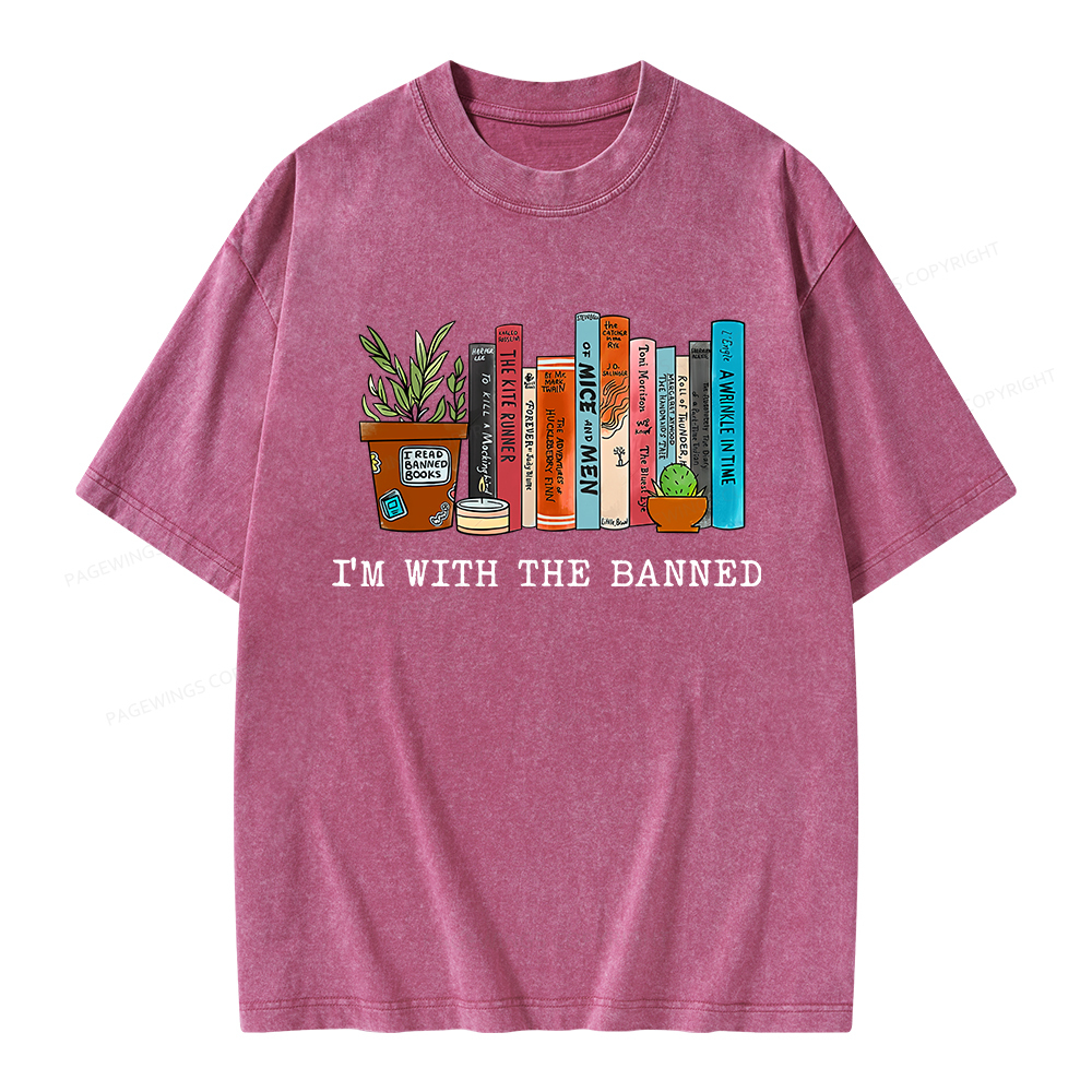 Pagewings I'm With The Banned Reading Book Unisex Washed T-shirt