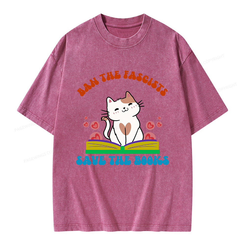Pagewings Ban The Fascists Save The Books Unisex Washed T-shirt