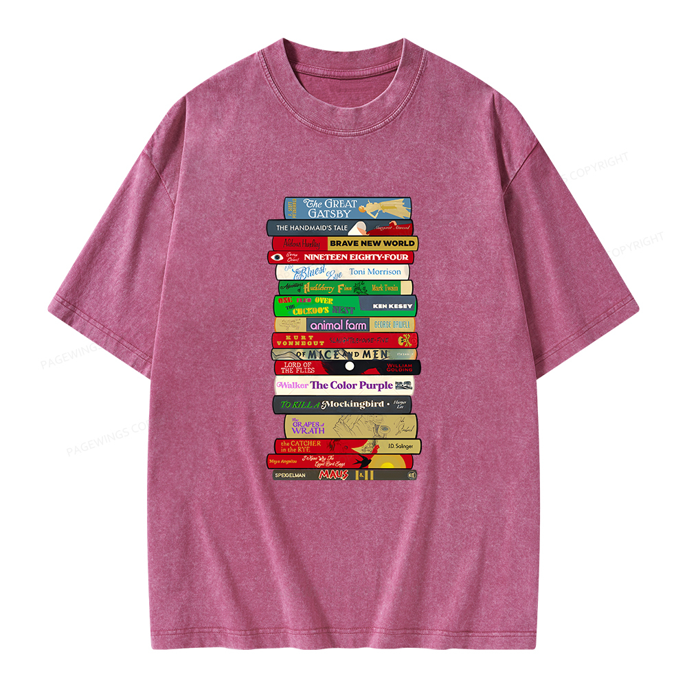 Pagewings Classic Banned Books Unisex Washed T-shirt