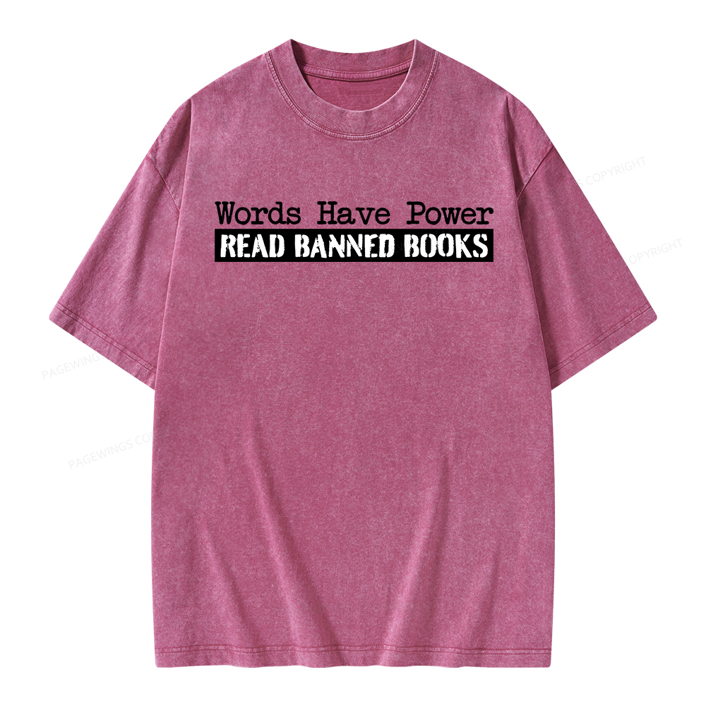 Pagewings Words Have Power Read Banned Books Unisex Washed T-shirt