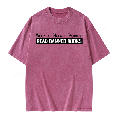 Pagewings Words Have Power Read Banned Books Unisex Washed T-shirt