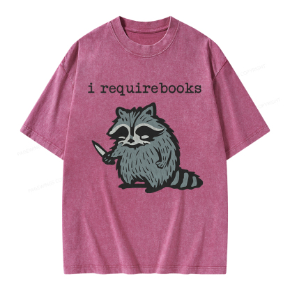 Pagewings I Require Books Unisex Washed T-shirt
