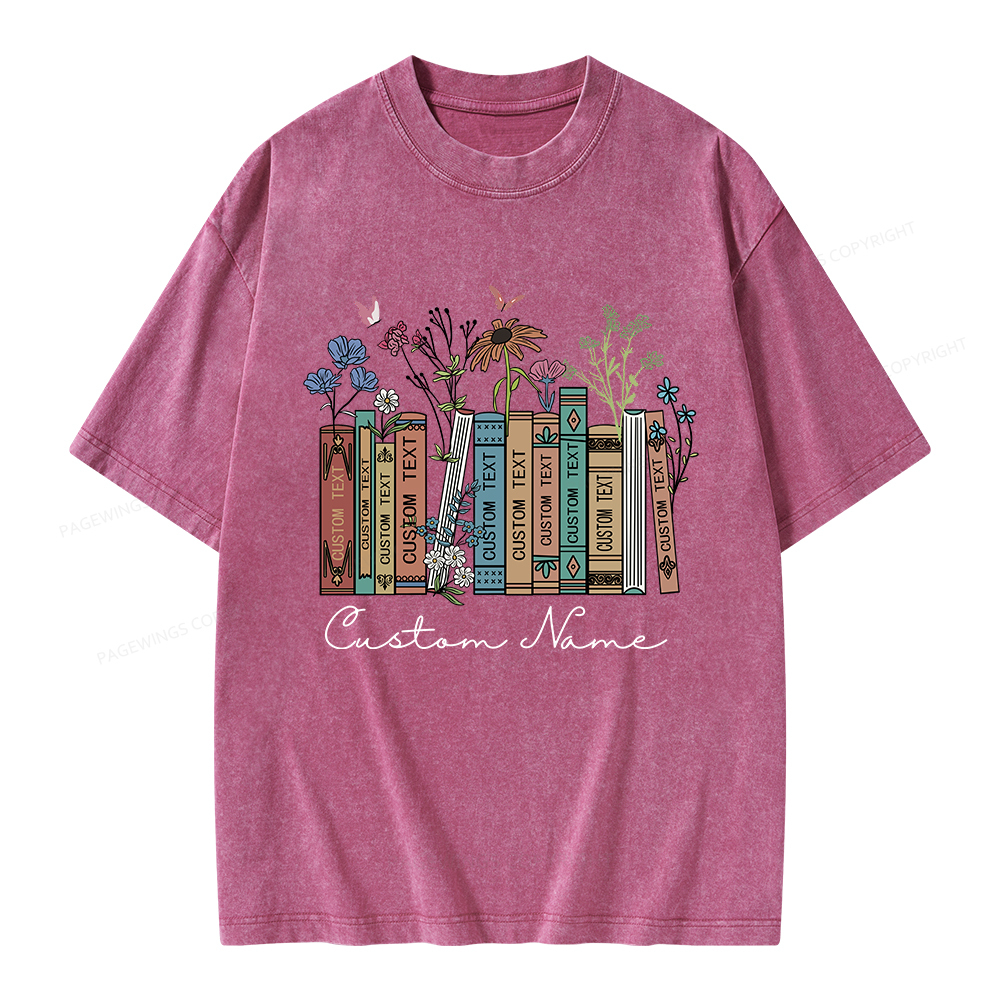 Pagewings Personalized Name Text Unisex Washed T-shirt