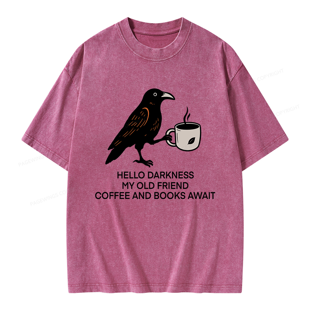 Pagewings Coffee And Books Await Unisex Washed T-shirt
