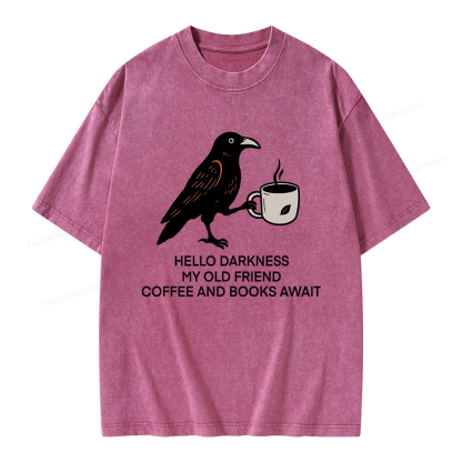 Pagewings Coffee And Books Await Unisex Washed T-shirt