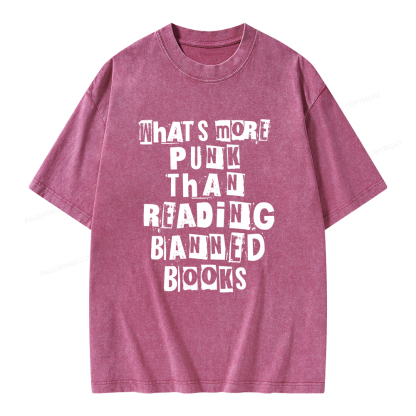Pagewings What’s More Punk Than Reading Banned Books Unisex Washed T-shirt