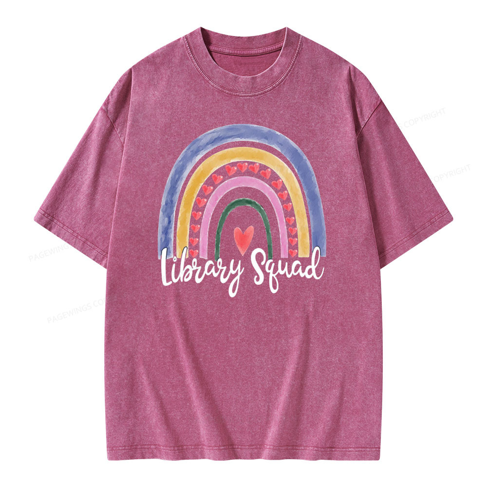 Pagewings Librarian Tee, Library Team Tee, Library Squad Shirt Unisex Washed T-shirt