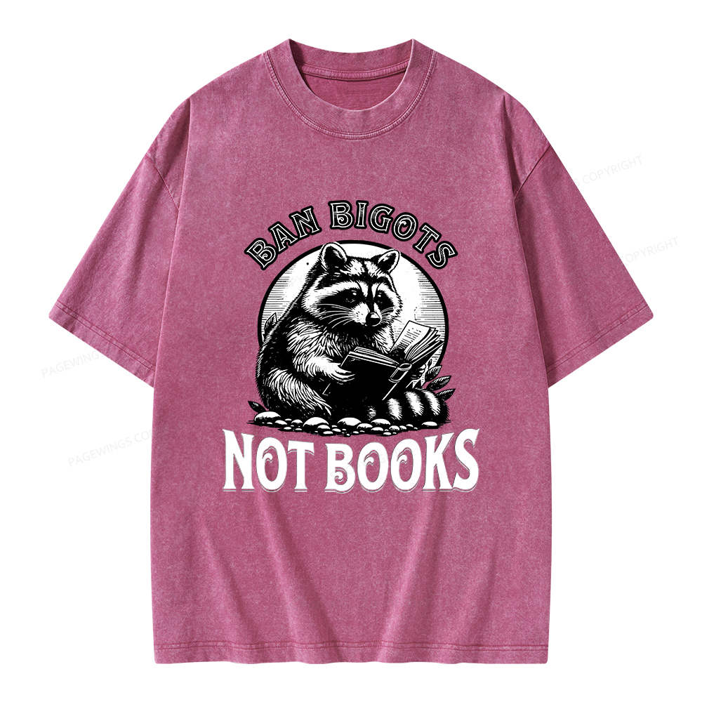 Pagewings Ban Bigots Not Books Unisex Washed T-shirt